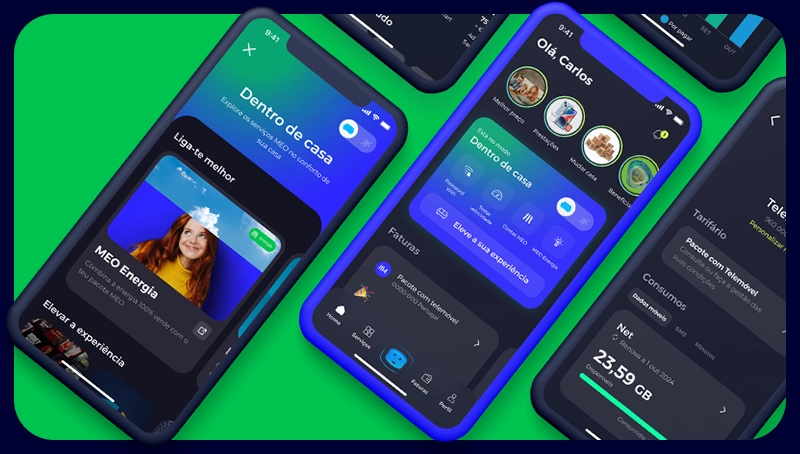 Screenshots of the my MEO app